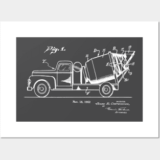 Vintage Concrete Truck Patent Image 1952 Posters and Art